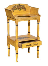 Load image into Gallery viewer, 19th C Antique Sheraton Yellow Fancy Paint Washstand With Drawer
