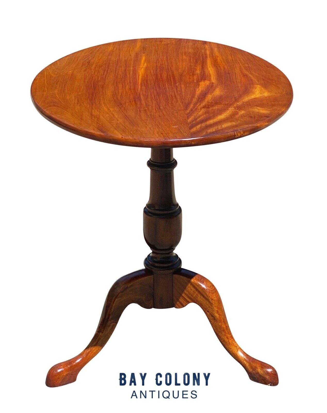 20th C Queen Anne Antique Style Oval Pecan Tilt Top Table