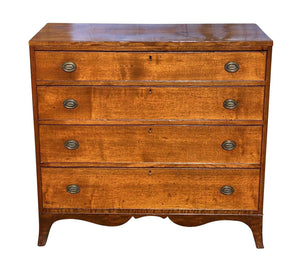 19th C Antique Southern Walnut Hepplewhite Chest Of Drawers / Dresser