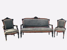 Load image into Gallery viewer, 19TH CENTURY ANTIQUE VICTORIAN 3 PC PARLOR SET ~ COUCH / SOFA &amp; PAIR OF CHAIRS