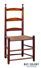 Load image into Gallery viewer, 18th C Antique Queen Anne Country Primitive Ladder Back Chair W/ Splint Seat
