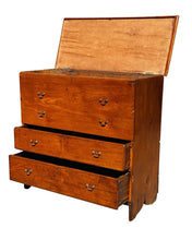Load image into Gallery viewer, 18TH C ANTIQUE NEW ENGLAND QUEEN ANNE PUMPKIN PINE BLANKET CHEST WITH 2 DRAWERS