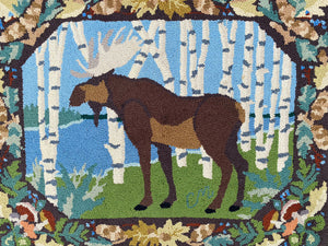20th C Antique Style Hand Hooked Rug With Moose Design - Claire Murray Nantucket