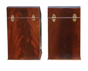 18th C Pair of Antique Federal Mahogany Knife Boxes - Conch Shell & Star Inlay