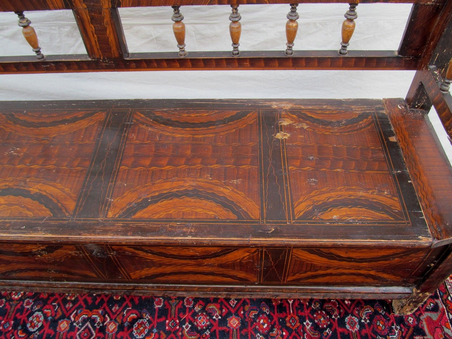 SUPERB EARLY 19TH CENTURY GRAIN PAINTED SETTLE BENCH-EXCEPTIONAL SPECIMEN-LOOK!