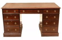 Load image into Gallery viewer, 19TH C ANTIQUE CHIPPENDALE / GEORGIAN PERIOD MAHOGANY LEATHER TOP CAMPAIGN DESK