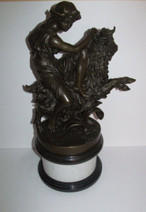 NEOCLASSICAL BRONZE OF INTOXICATED BACCHANTES MOUNTED ON RAM-SIGNED CLODION
