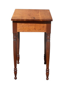 Early 19th Century Antique Federal Tiger Maple New England Work Table Nightstand