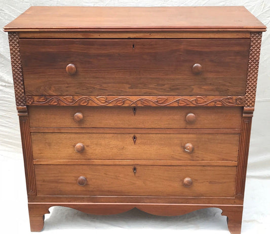 EXCEPTIONAL FEDERAL PERIOD SOUTHERN WALNUT BUTLERS DESK W/ RARE TENDRIL CARVINGS