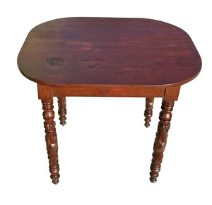 19th C Antique New York Federal Mahogany Table With Acanthus Carved Legs