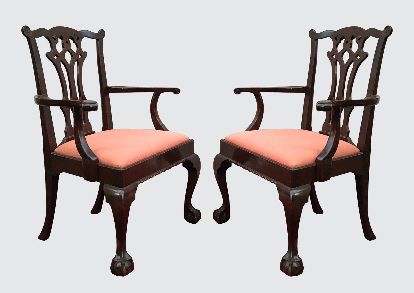 CHIPPENDALE STYLE SET OF 12 ANTIQUE MAHOGANY DINING CHAIRS & MASTERPIECES!