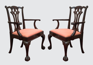 CHIPPENDALE STYLE SET OF 12 ANTIQUE MAHOGANY DINING CHAIRS & MASTERPIECES!