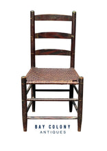 Load image into Gallery viewer, Antique New England Sheraton Black &amp; Red Fancy Paint Chair With Splint Seat