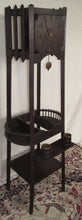 Load image into Gallery viewer, ARTS &amp; CRAFTS MISSION OAK TALL CASE CLOCK WITH TINY OAK BUCKETS -ORIGINAL FINISH