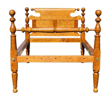 Load image into Gallery viewer, 19th C Antique Federal Period Birds Eye Maple Cannonball Bed - Rope Bed