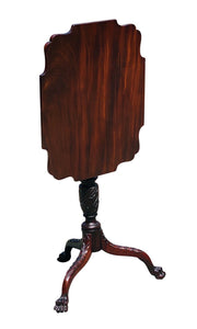 18th C Antique New York Mahogany Federal Tilt Top Candlestand W/ Lion Paw Feet