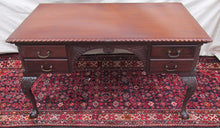 Load image into Gallery viewer, THE FINEST ANTIQUE SOLID MAHOGANY CHIPPENDALE PARTNERS DESK GRADOONED CARVED TOP