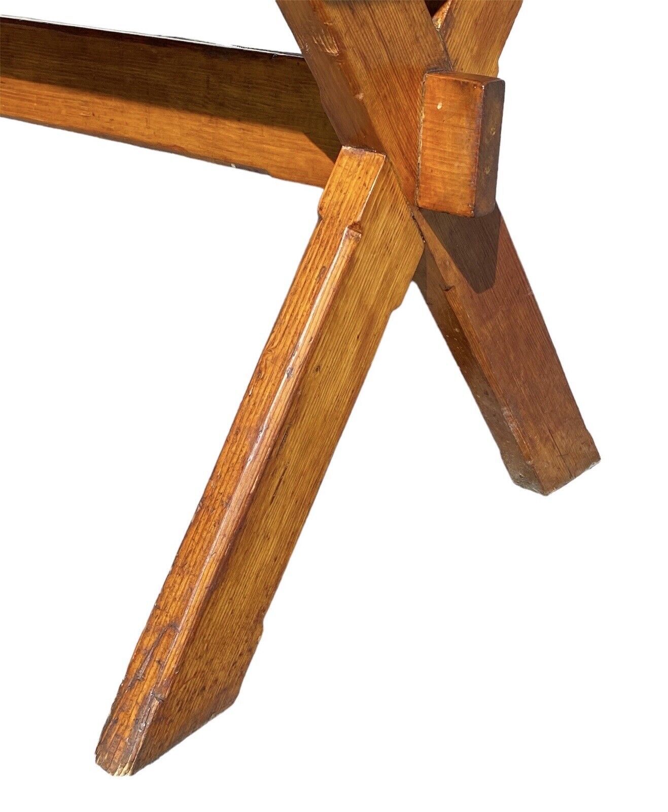 Vintage Farmhouse Style Pine Sawbuck Table / Primitive Dining Table