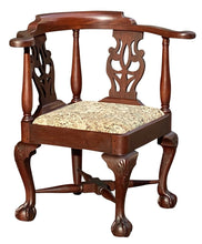 Load image into Gallery viewer, 19th C Antique Chippendale Mahogany Roundabout / Corner Chair ~ Ball &amp; Claw Feet