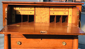 Antique Sheraton New England Cherry & Birds Eye Maple Butlers Desk