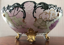 Load image into Gallery viewer, LIMOGES PUNCH BOWL ON GOLD GILT FOLIATE TRI POD FOOTED BASE