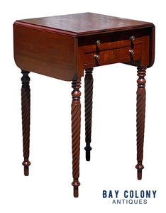 Antique Sheraton Mahogany 2 Drawer Work Table / Nightstand