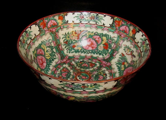 ELEGANT 19TH CENTURY ROSE MEDALLION 12" BOWL