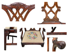 Load image into Gallery viewer, 19th C Antique Chippendale Style Carved Mahogany Desk Chair W/ Needlepoint Seat