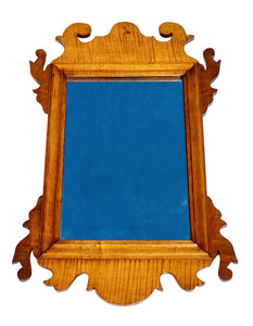 20th C Antique Chippendale Style Tiger Maple Mirror