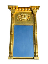 Load image into Gallery viewer, 19TH C ANTIQUE FEDERAL PERIOD BASKET OF PLENTY CARVED GILT TABERNACLE MIRROR