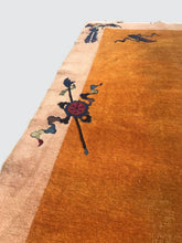 Load image into Gallery viewer, ANTIQUE VERY ATTRACTIVE CHINESE ART DECO CARPET WITH VERY RARE GOLD PROGRAM