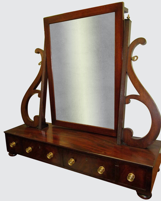 IMPORTANT FEDERAL MAHOGANY DRESSING MIRROR-JAMES HOY BOSTON 1815-1825