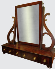 Load image into Gallery viewer, IMPORTANT FEDERAL MAHOGANY DRESSING MIRROR-JAMES HOY BOSTON 1815-1825