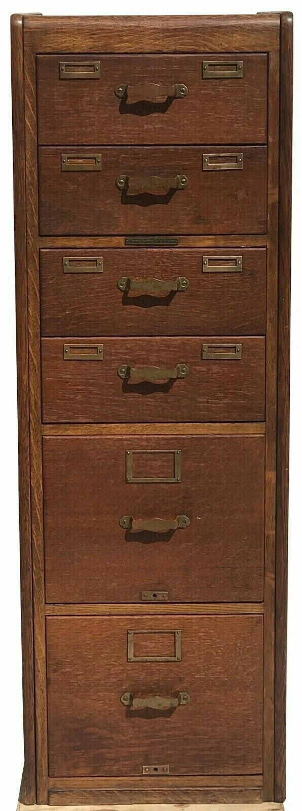 20TH C ANTIQUE ARTS & CRAFTS / MISSION OAK 6 DRAWER FILE CABINET ~LIBRARY BUREAU