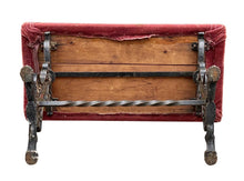 Load image into Gallery viewer, 19th C Antique Victorian Cast Iron Window / Vanity Bench W/ Velvet Seat