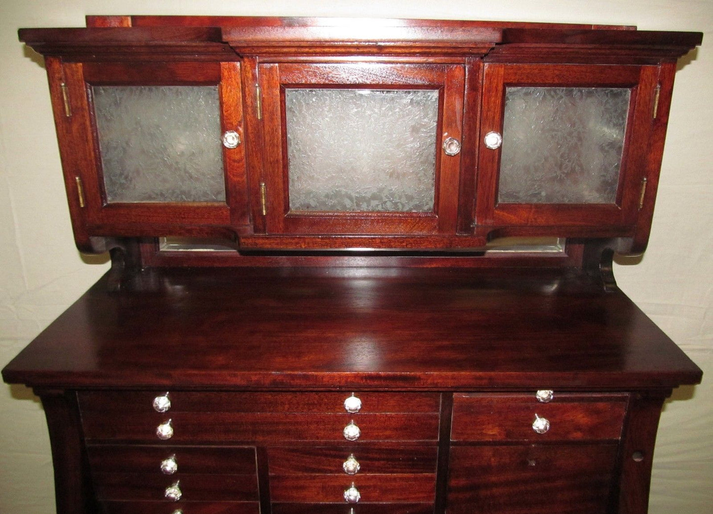 FINE 19TH CENTURY 20 DRAWER MAHOGANY DENTAL CABINET BY THE AMERICAN CABINET CO.