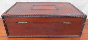 LOVELY FEDERAL PERIOD MAHOGANY RIBBON CARVED BOX WITH HEART SHAPED ESCUTCHEON