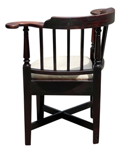 18th C Antique Queen Anne Boston Mahogany Corner Chair / Roundabout Chair