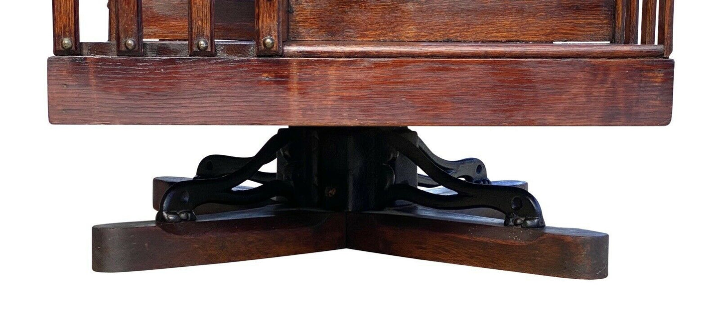 19th C Antique Victorian Tiger Oak Danner 5 Tier Revolving Bookcase - Standard 5
