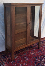 Load image into Gallery viewer, ANTIQUE MISSION OAK DOUBLE GLASS DOOR CHINA CABINET BY UNION FURN. CO NEW YORK