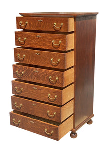 Antique Victorian Tiger Oak Lingerie Chest / Dresser