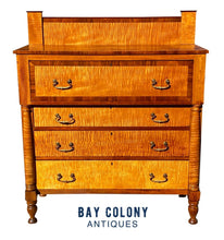 Load image into Gallery viewer, 19th C Antique New England Sheraton Cherry &amp; Tiger Maple Dresser / Chest