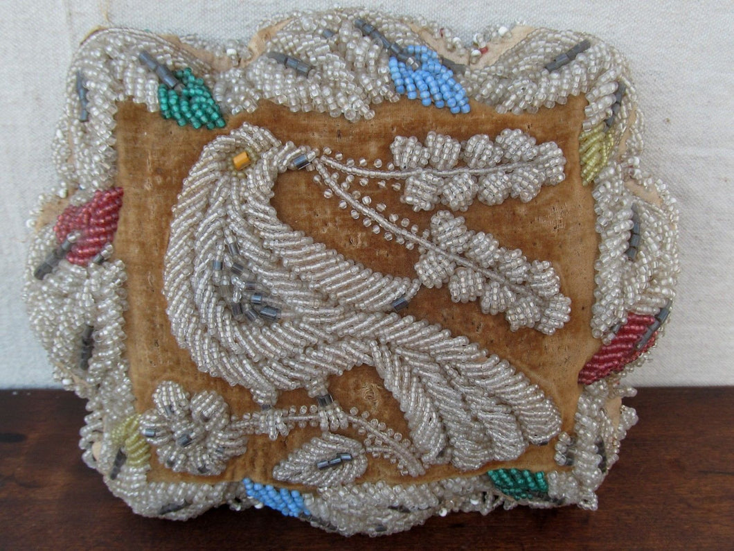 ANTIQUE NATIVE AMERICAN GLASS BEAD PIN CUSHION