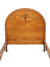 Load image into Gallery viewer, 20th C Antique Walnut Adams Style Twin Size Bed - Painted Flowers &amp; Vines