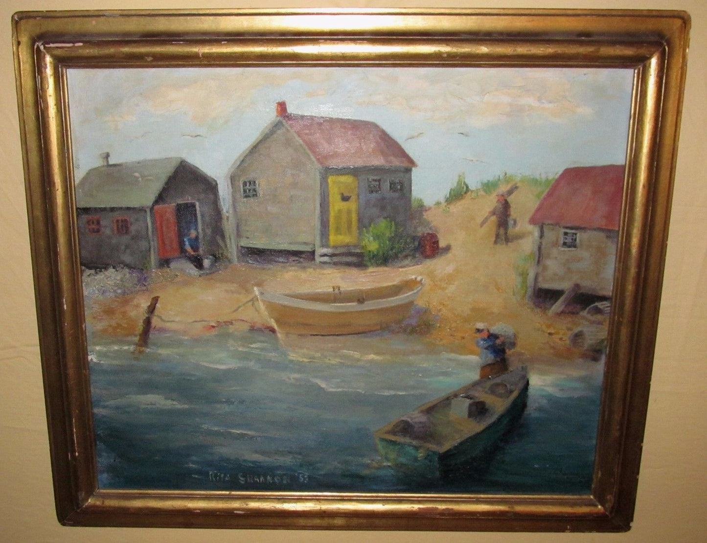 IMPRESSIONIST AMERICAN SIGNED SEASCAPE PAINTING OF PROVINCETOWN MASSACHUSETTS