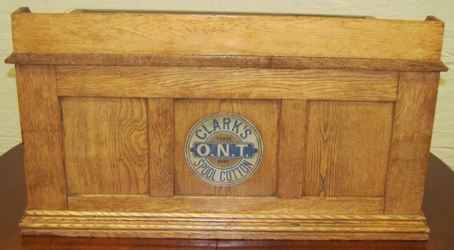 VICTORIAN OAK CLARK'S THREAD COMPANY ADVERTISING COUNTER TOP DESK DISPLAY