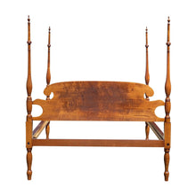 Load image into Gallery viewer, 19th C Antique Sheraton Tiger Maple Full Size Four Post Bed - Curly Maple Bed