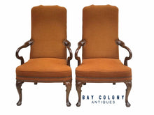 Load image into Gallery viewer, 20TH C QUEEN ANNE ANTIQUE STYLE PAIR OF WALNUT ARM CHAIRS