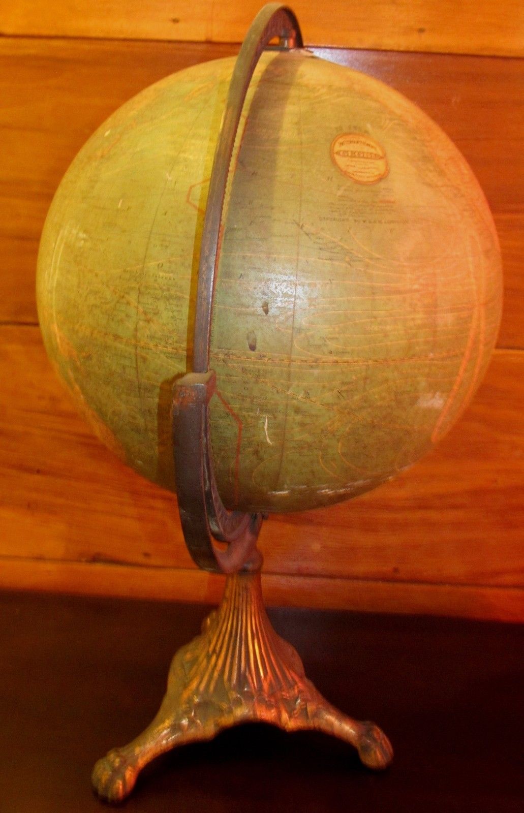 RARE 19TH CENTURY W & AK JOHNSON TERRESTRIAL GLOBE ON BRASS STAND