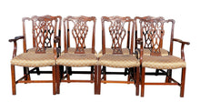 Load image into Gallery viewer, 20TH C CHIPPENDALE ANTIQUE STYLE SET OF 8 CUSTOM MAHOGANY DINING CHAIRS
